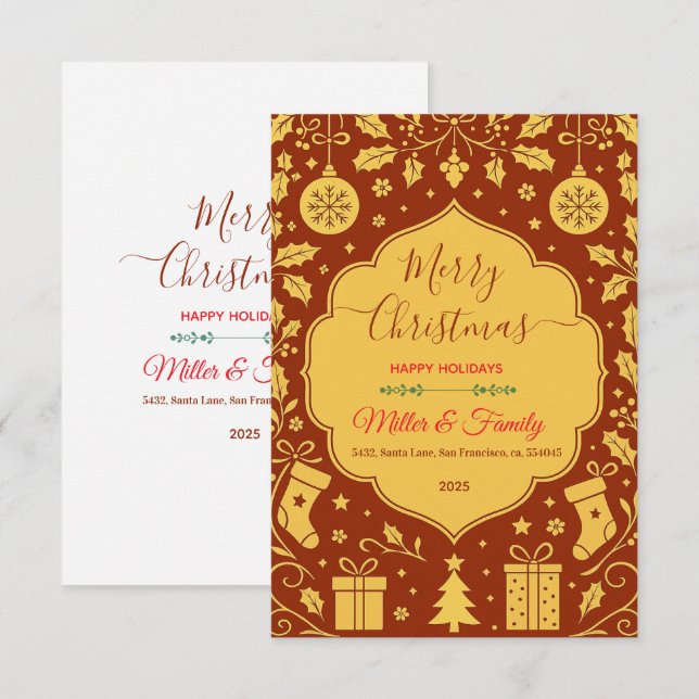 Schönes Dekorationsdesign für Weihnachtsrahmen Karte (Vorne/Hinten)