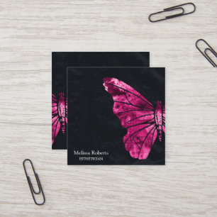Schönes dekoratives Butterfly-Logo Schwarz Quadratische Visitenkarte