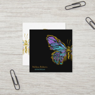 Schönes dekoratives Butterfly-Logo Schwarz Quadratische Visitenkarte