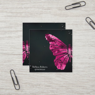 Schönes dekoratives Butterfly-Logo Schwarz Quadratische Visitenkarte