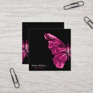 Schönes dekoratives Butterfly-Logo Schwarz Quadratische Visitenkarte