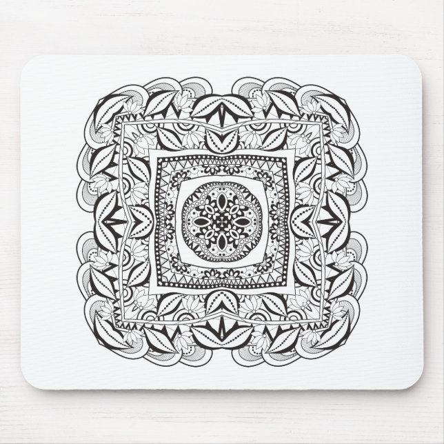 Schönes dekoratives quadratisches Gekritzel Mousepad (Vorne)