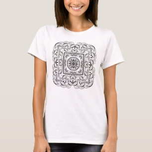 Schönes dekoratives quadratisches Gekritzel T-Shirt