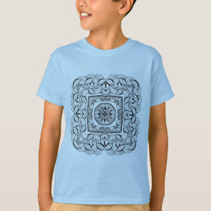 Schönes dekoratives quadratisches Gekritzel T-Shirt