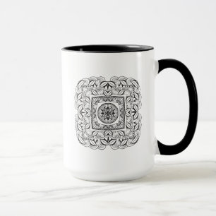 Schönes dekoratives quadratisches Gekritzel Tasse