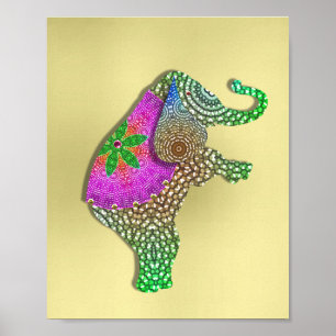 Schönes dekoriertes indisches Elefantenbild Poster