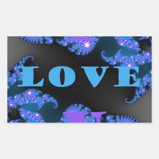 Schönes Design der galaktisch blauen Liebe, Rechteckiger Aufkleber (Vorderseite)