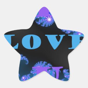 Schönes Design der galaktisch blauen Liebe, Stern-Aufkleber