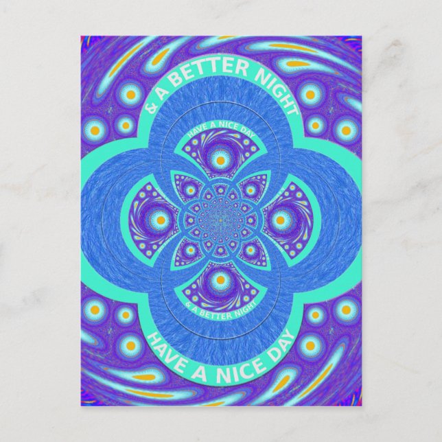 Schönes Design für Afrikanisches Blue Mandala Flor Postkarte (Vorderseite)