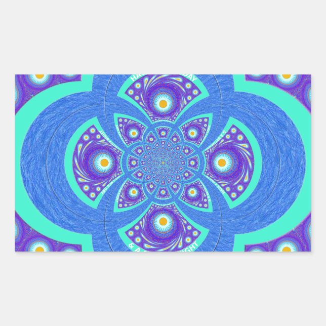 Schönes Design für Afrikanisches Blue Mandala Flor Rechteckiger Aufkleber (Vorderseite)