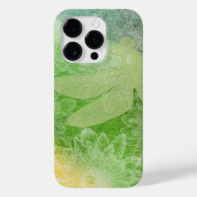Schönes Design für die grüne Libelle-Blume Case-Mate iPhone 14 Pro Hülle (Rückseite)