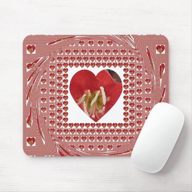 Schönes Design für Rote Blume Mousepad (Mit Mouse)