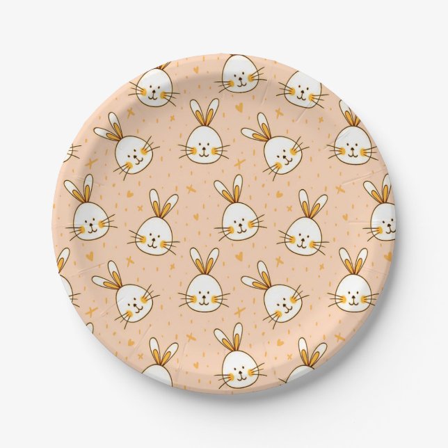 Schönes Design mit kleinen Kaninchen Pappteller (Vorderseite)