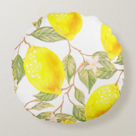 Schönes Design Wasserfarbenlemon Rundes Kissen