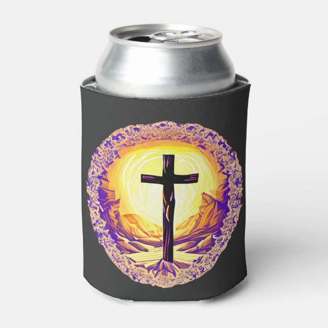 Schönes detailliertes Christliches Kreuz Dosenkühler (Kanne Vorderseite)
