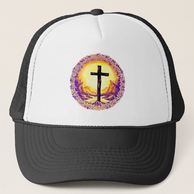 Schönes detailliertes Christliches Kreuz Truckerkappe (Vorderseite)