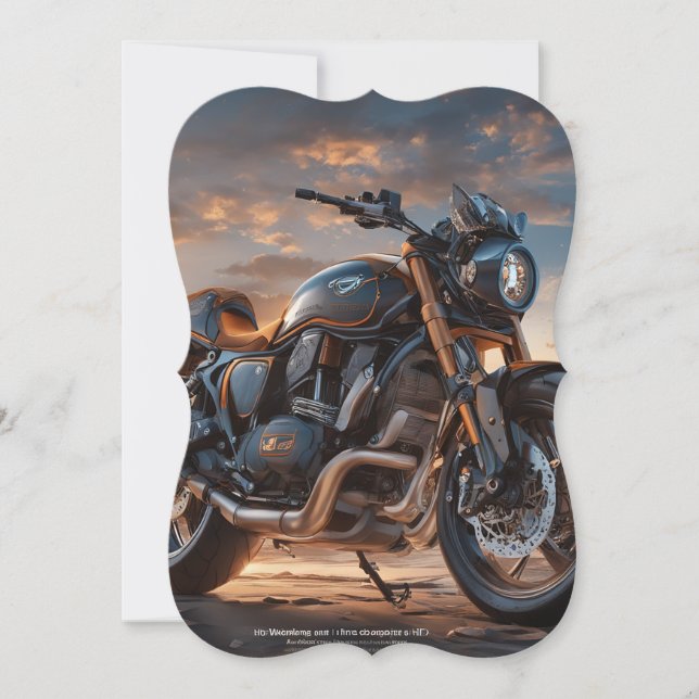 Schönes detailliertes Vintages Motorrad Mitteilungskarte (Vorderseite)