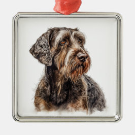 SCHÖNES DEUTSCHES DRAHTHAAR POINTER DOG ORNAMENT AUS METALL