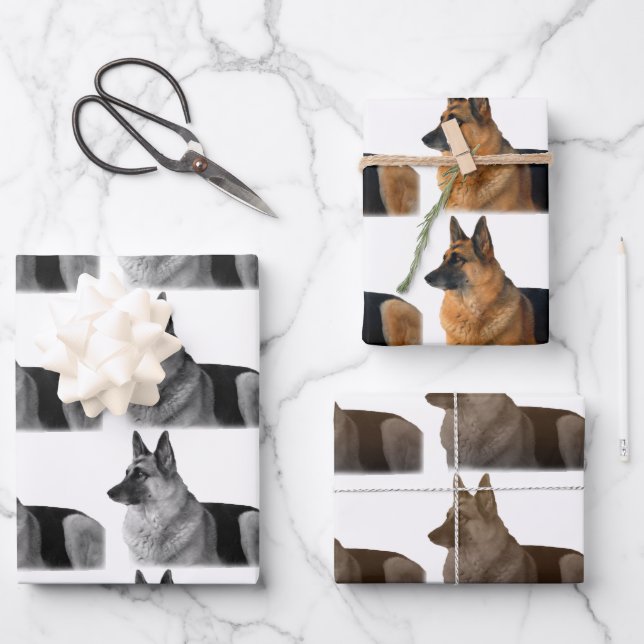 Schönes deutsches Hirtenportrait Black & Tan Wra Geschenkpapier Set (Vorderseite)