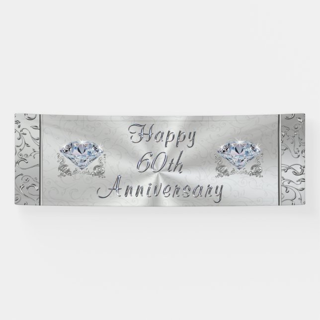 Schönes Diamond Happy 60th Anniversary Banner (Horizontal)
