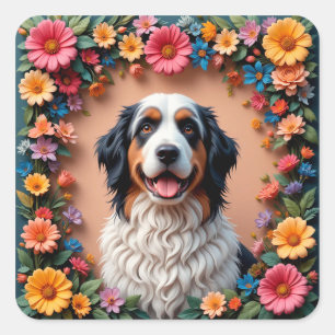 Schönes Dog Portrait Quadratischer Aufkleber