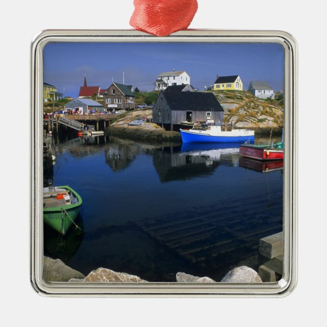 Schönes Dorf Peggy's Cove mit Hafen Ornament Aus Metall (Vorne)