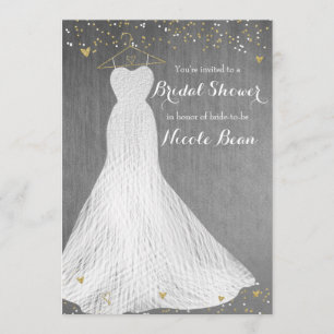 Schönes Dress on Gold Hanger Brautparty Einladung