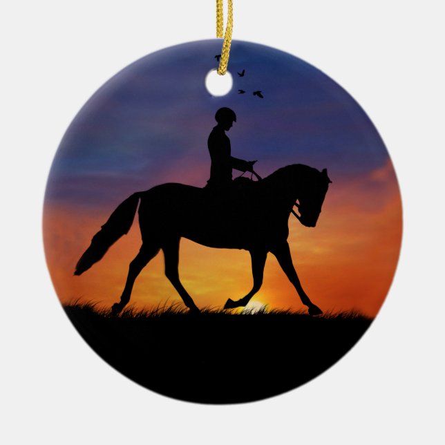 Schönes Dressurpferd Keramik Ornament (Vorne)