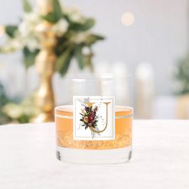 Schönes dunkles Floral Gold dekoriertes Monogramm Whiskyglas
