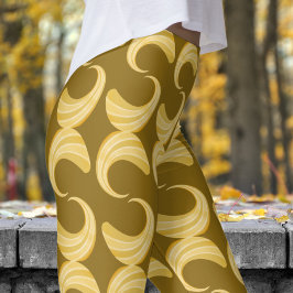 Schönes dunkles Gold- und Goldkurvenmuster Leggings
