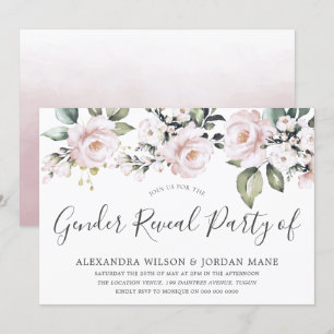 Schönes Dusty Rose Blush Gender Reveal Party Einladung