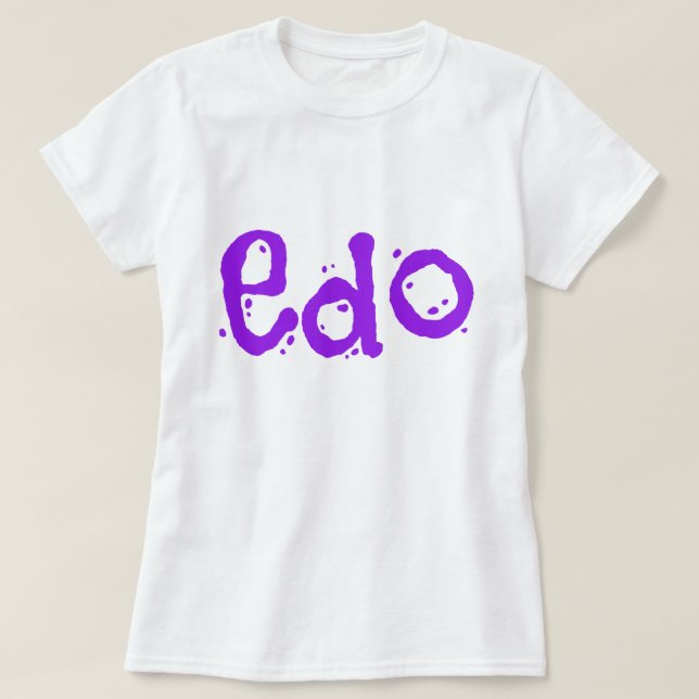 Schönes Edo Lila und weiß T-Shirt (Design vorne)