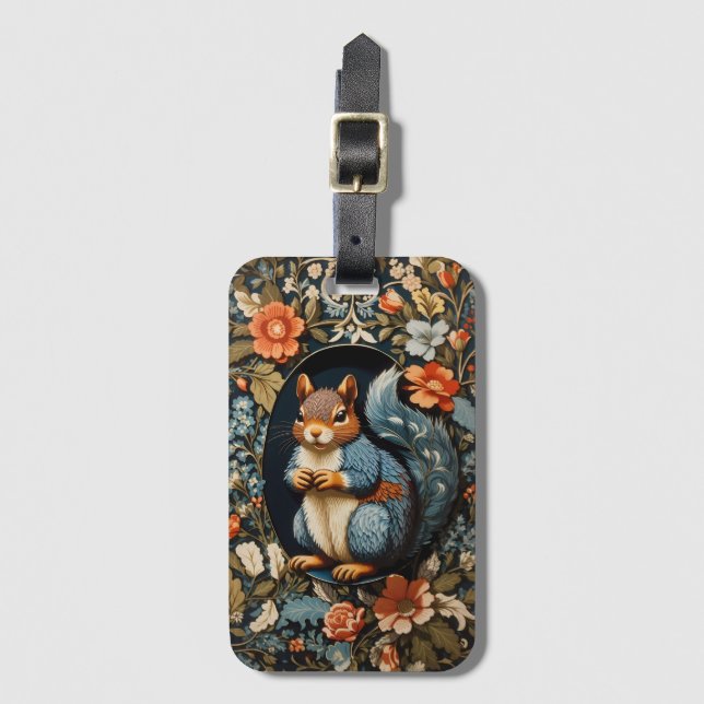 Schönes Eichhörnchen William Morris Inspiriert Gepäckanhänger (Vorderseite Vertikal)