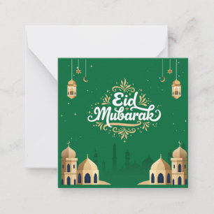 Schönes Eid Mubarak Gruß Grün Mitteilungskarte