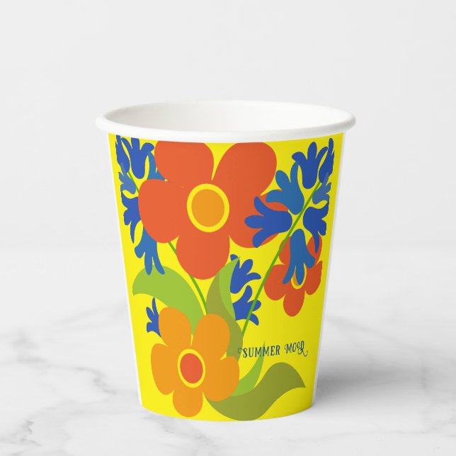 Schönes einfaches Blumendesign im Sommer Pappbecher (Vorderseite)