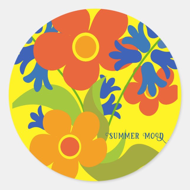 Schönes einfaches Blumendesign im Sommer Runder Aufkleber (Vorderseite)