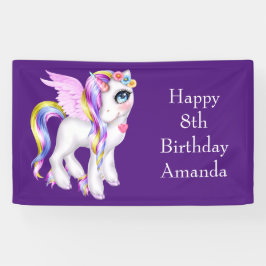 Schönes Einhorn mit Rainbow Mane Birthday Banner