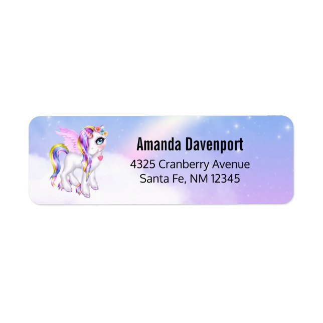 Schönes Einhorn mit Regenbogenmane und Schwanz (Vorne)