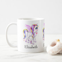 Schönes Einhorn mit Regenbogenmane und Schwanz