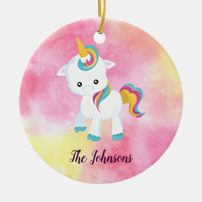 Schönes Einhorn Weihnachten Keramik Ornament (Vorne)