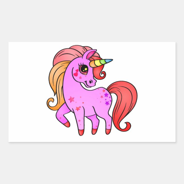 Schönes Einhorn zeichnend für Rechteckiger Aufkleber (Vorderseite)