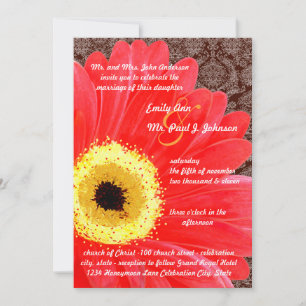 Schönes Elegant Gerber Daisy Wedding Einladung