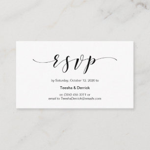 Schönes Elegant, Schwarzes Skript, Hochzeit RSVP Begleitkarte