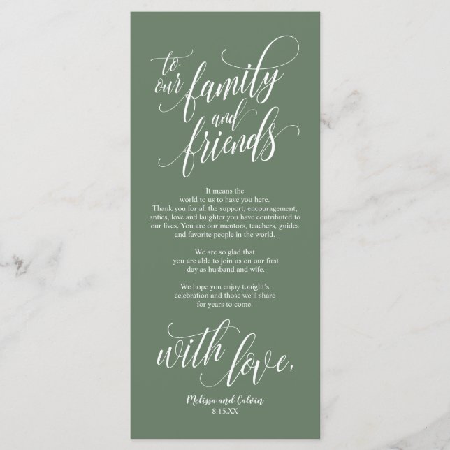 Schönes Elegante Vielen Dank Platz Set Card Programm (Vorderseite)