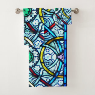 Schönes elegantes Buntglas von Notre Dame Badhandtuch Set