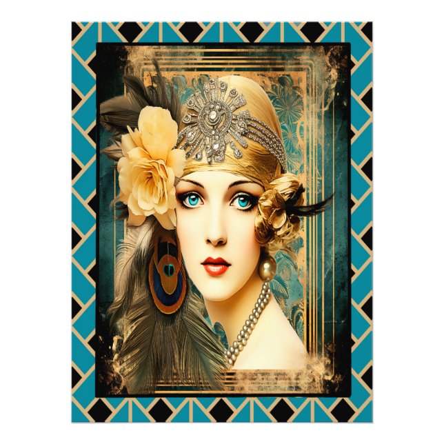Schönes elegantes Flapper Poster. Fotodruck (Vorne)