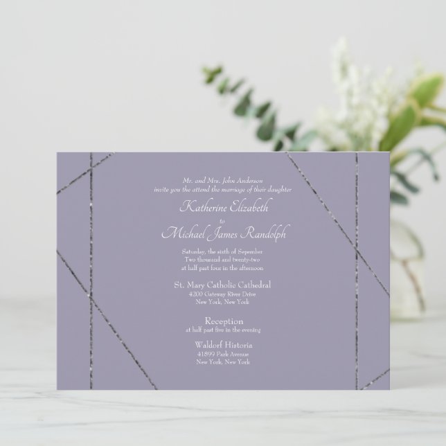 Schönes elegantes Lavender Foto Wedding II Einladung (Stehend Vorderseite)