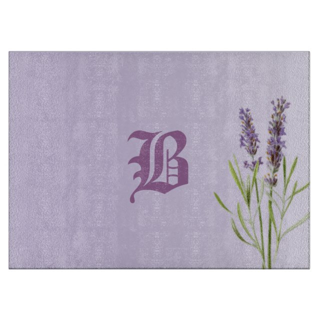 Schönes elegantes Lavender Monogram Schneidebrett (Vorderseite)
