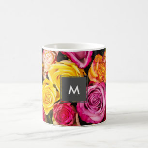 schönes elegantes stilvolles buntes Rosen-Foto Kaffeetasse