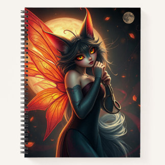 Schönes Fantasy Cat Fairy Art Notebook Notizbuch